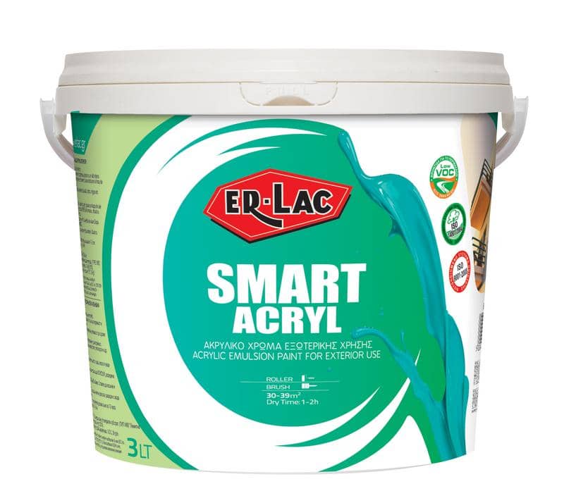 Erlac Smart Acryl Επαγγελματικό Ακρυλικό Χρώμα Μεγάλης Καλυπτικότητας 1Ltr